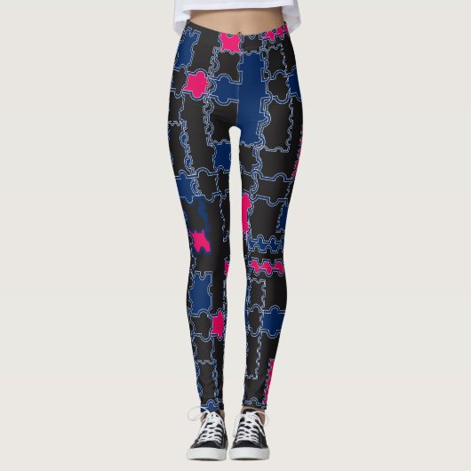 Abstrakte Puzzleteile - Elemente patchwork geometr Leggings (Vorderseite)