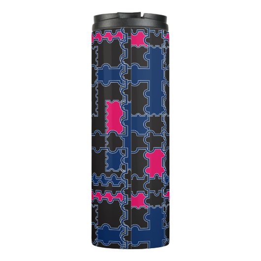 Abstrakte Puzzleteile - Elemente patchwork geometr Thermosbecher (Rückseite)