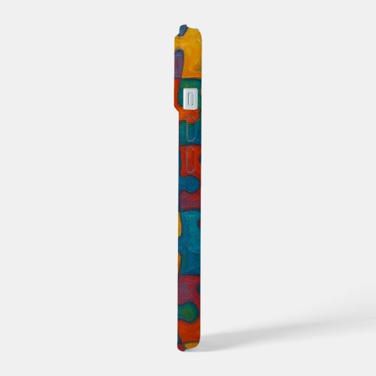 Abstrakte Puzzleteile Nahtloses Muster iPhone 15 Hülle (Linke Seite)