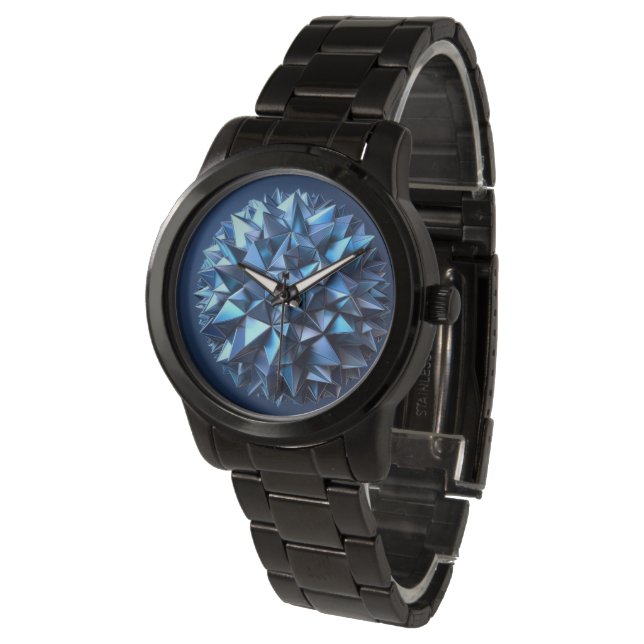 abstrakte Pyramiden Kugel Armbanduhr (Schrägansicht)