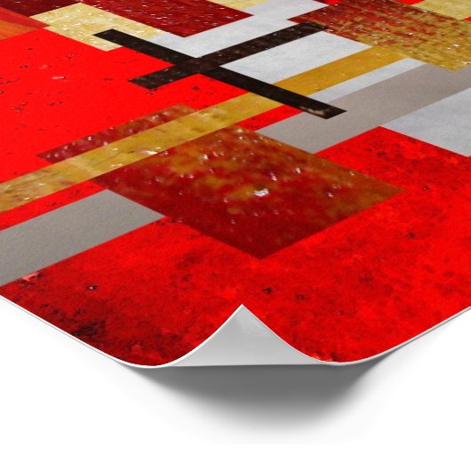 Abstrakte Quadrate Art Poster Print (Ecke)