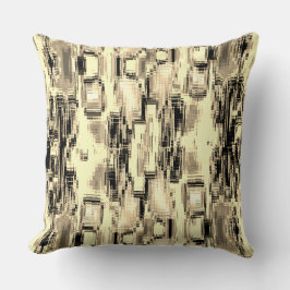 Abstrakte Quadrate, die von Kratzern über beige ge Kissen