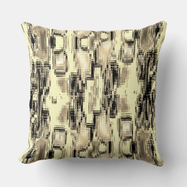 Abstrakte Quadrate, die von Kratzern über beige ge Kissen (Vorderseite)