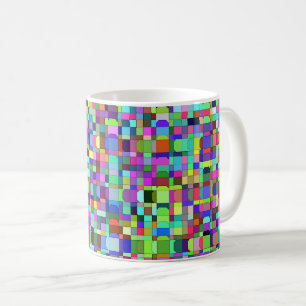Abstrakte Quadrate Formen Mehrfarbiges Muster Kaffeetasse