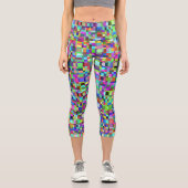 Abstrakte Quadrate Formen Multicolor Muster Capri Leggings (Vorderseite)