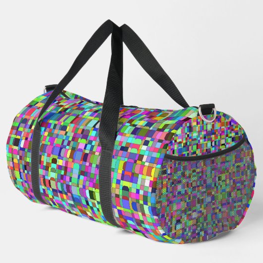 Abstrakte Quadrate Formen Multicolor Muster Duffle Bag (Rechte Ecke)