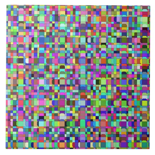 Abstrakte Quadrate Formen Multicolor Muster Fliese (Vorderseite)
