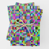 Abstrakte Quadrate Formen Multicolor Muster Geschenkpapier Set (Beispiel)