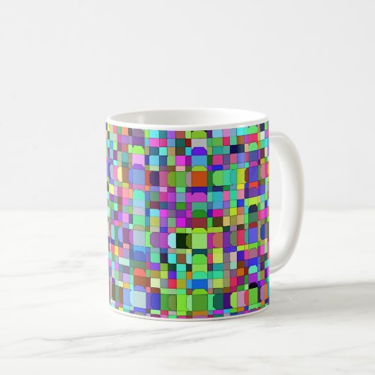 Abstrakte Quadrate Formen Multicolor Muster Kaffeetasse (VorderseiteRechts)