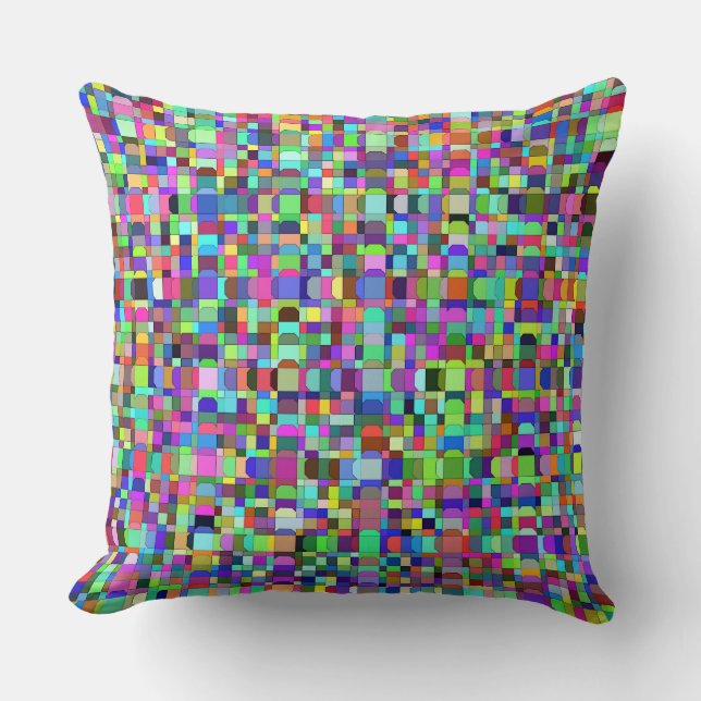 Abstrakte Quadrate Formen Multicolor Muster Kissen (Vorderseite)