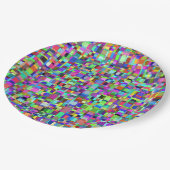 Abstrakte Quadrate Formen Multicolor Muster Pappteller (Schrägansicht)