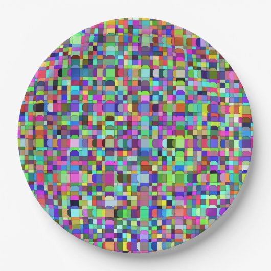 Abstrakte Quadrate Formen Multicolor Muster Pappteller (Vorderseite)
