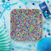 Abstrakte Quadrate Formen Multicolor Muster Pappteller (Party)