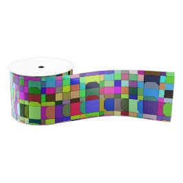 Abstrakte Quadrate Formen Multicolor Muster Ripsband