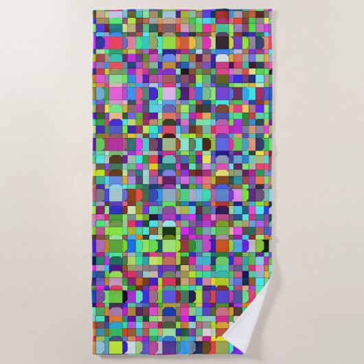 Abstrakte Quadrate Formen Multicolor Muster Strandtuch (Vorderseite)