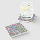 Abstrakte Quadrate Formen Multicolor Stone Unterse Steinuntersetzer (Seitenansicht)