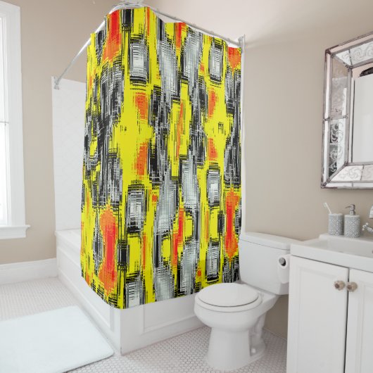 Abstrakte Quadrate, gebildet aus Kratzern über Gel Duschvorhang (Beispiel)