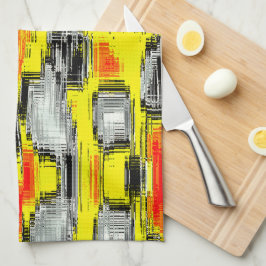 Abstrakte Quadrate, gebildet aus Kratzern über Gel Geschirrtuch