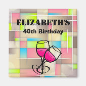 Abstrakte Quadrate Geometrisches Muster Geburtstag Magnet (Vorne)