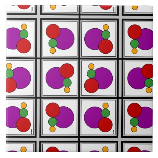 Abstrakte Quadrate und Kreise Fliese (Vorderseite)
