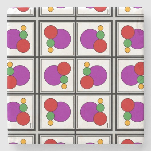 Abstrakte Quadrate und Kreise Steinuntersetzer (Vorderseite)