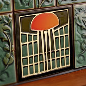 Abstrakte Qualle aus dem Mittelalter Art Deco Fliese