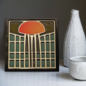 Abstrakte Qualle aus dem Mittelalter Art Deco Fliese