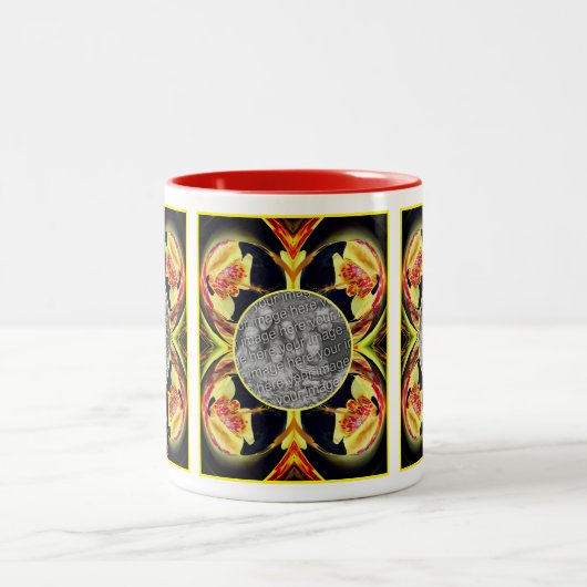 Abstrakte Rahmen mit Lippen erstellen Ihr eigenes Zweifarbige Tasse (Mittel)