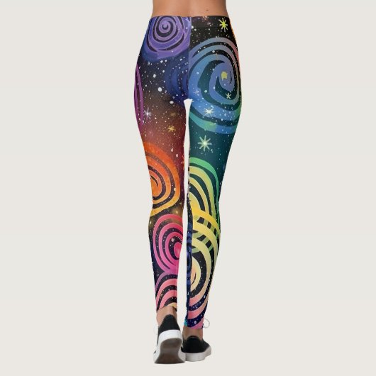 Abstrakte Rainbow Cosmic Splash Design Women's Leggings (Rückseite)