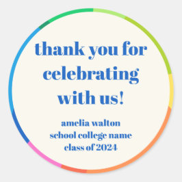 Abstrakte Rainbow Custom Graduation Party Danke Runder Aufkleber