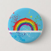 Abstrakte Rainbow Floral Wirbel und Paint Spritzer Button (Vorderseite)