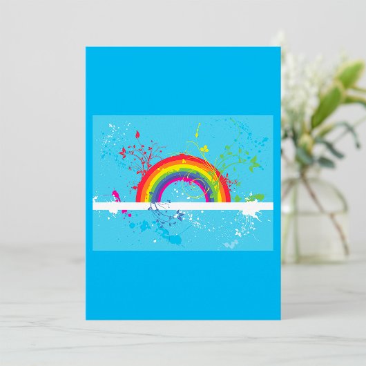 Abstrakte Rainbow Floral Wirbel und Paint Spritzer Einladung