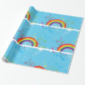 Abstrakte Rainbow Floral Wirbel und Paint Spritzer Geschenkpapier (Ungerollt)