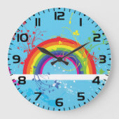 Abstrakte Rainbow Floral Wirbel und Paint Spritzer Große Wanduhr (Vorderseite)