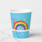 Abstrakte Rainbow Floral Wirbel und Paint Spritzer Pappbecher (Vorderseite)