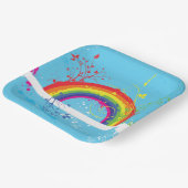 Abstrakte Rainbow Floral Wirbel und Paint Spritzer Pappteller (Gewinkelt)