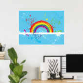 Abstrakte Rainbow Floral Wirbel und Paint Spritzer Poster (Heimbüro)