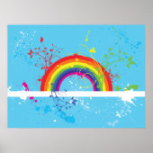 Abstrakte Rainbow Floral Wirbel und Paint Spritzer Poster (Vorne)
