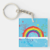 Abstrakte Rainbow Floral Wirbel und Paint Spritzer Schlüsselanhänger (Vorderseite)
