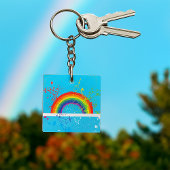 Abstrakte Rainbow Floral Wirbel und Paint Spritzer Schlüsselanhänger