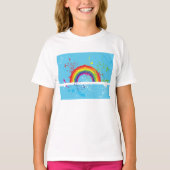 Abstrakte Rainbow Floral Wirbel und Paint Spritzer T-Shirt (Vorderseite)