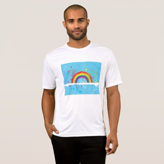 Abstrakte Rainbow Floral Wirbel und Paint Spritzer T-Shirt (Vorne ganz)