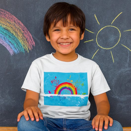 Abstrakte Rainbow Floral Wirbel und Paint Spritzer T-Shirt