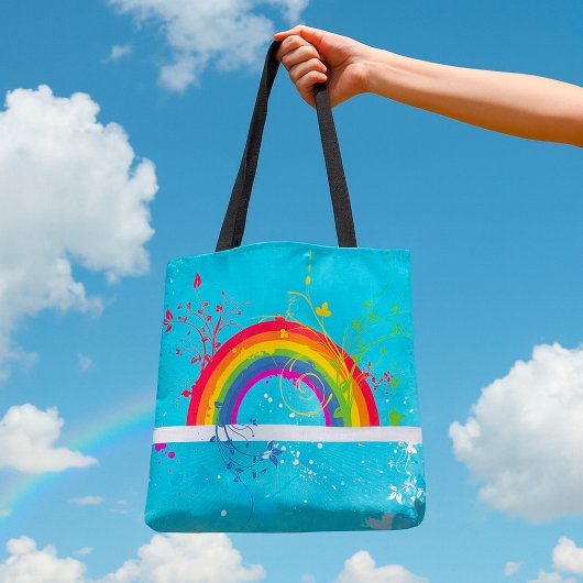 Abstrakte Rainbow Floral Wirbel und Paint Spritzer Tasche