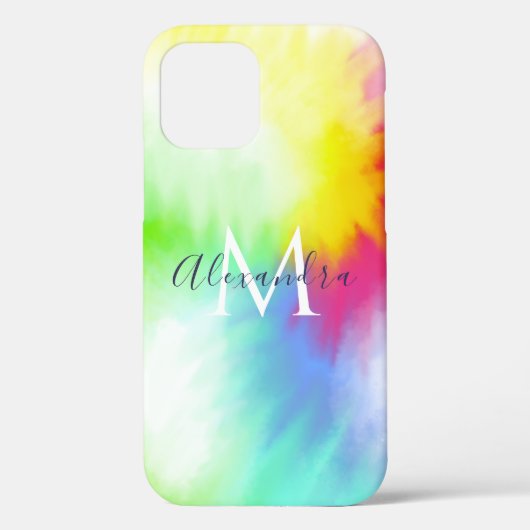 Abstrakte Rainbow-Gefärbte Krawatte Monogramm und  Case-Mate iPhone Hülle (Rückseite)