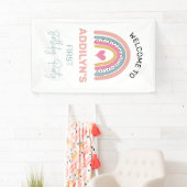 Abstrakte Rainbow Girl's Birthday Party Willkommen Banner (Insitu)