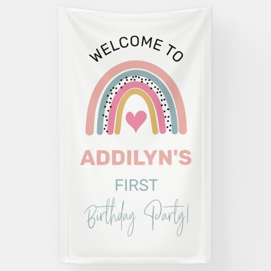 Abstrakte Rainbow Girl's Birthday Party Willkommen Banner (Vertikal)