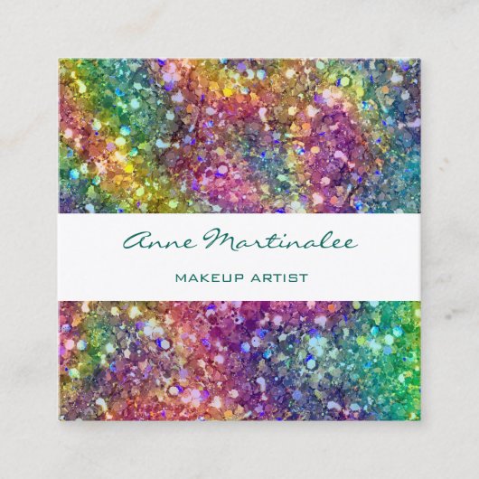 Abstrakte Rainbow Glitz Square Business Card Quadratische Visitenkarte (Vorderseite)