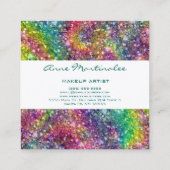 Abstrakte Rainbow Glitz Square Business Card Quadratische Visitenkarte (Rückseite)
