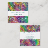 Abstrakte Rainbow Glitz Square Business Card Quadratische Visitenkarte (Vorne/Hinten)